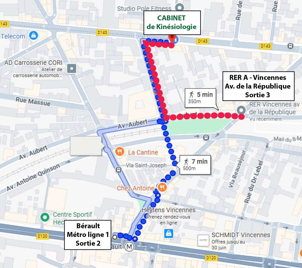 Plan pr venir au cabinet de Vincennes Plan trajet cabinet depuis transports en commun